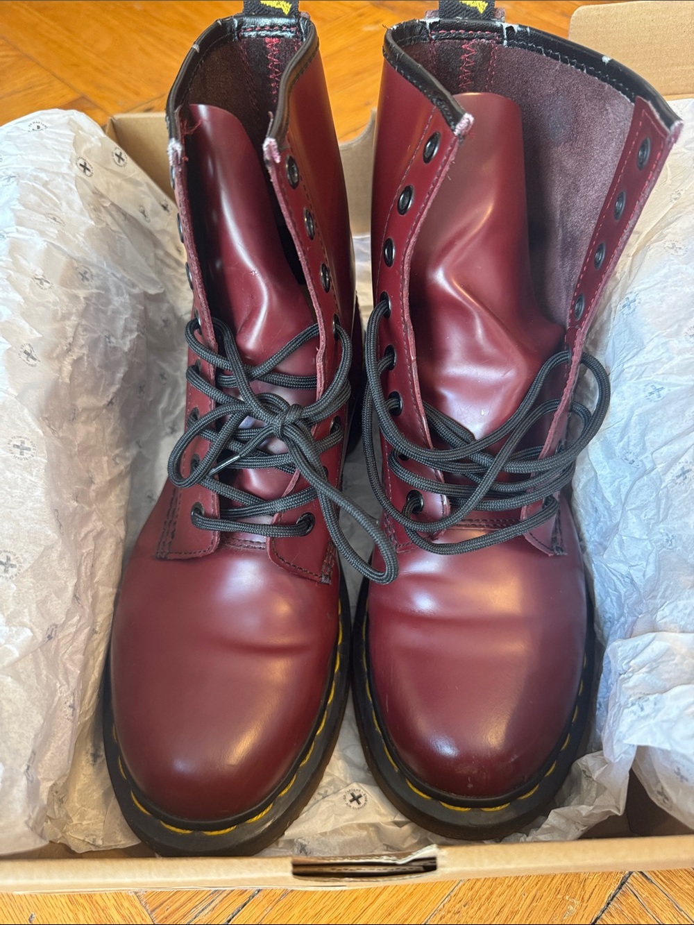 Dr. Martens 8-Eye Leather Boots in Cherry/Bordeaux - Picture 11 of 12